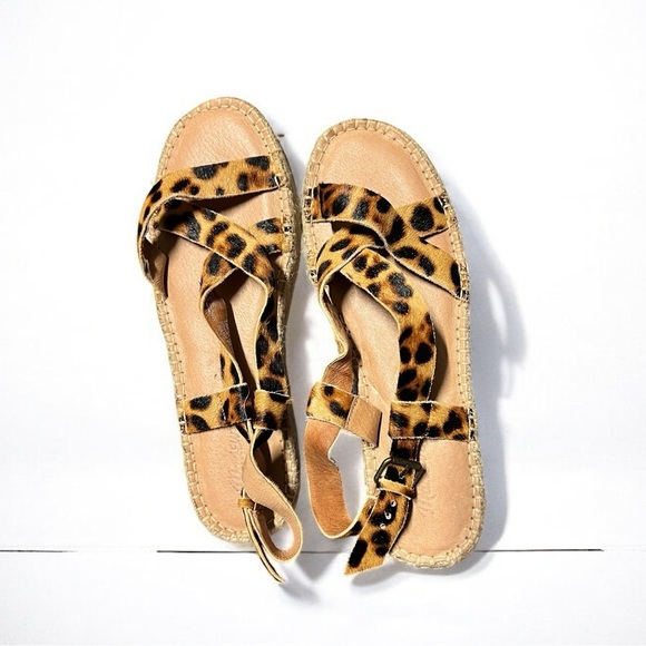 🌻NEW NWOT Madewell The Malia Espadrille Sandal in Leopard Calf Hair Size 9.5 - Picture 9 of 13